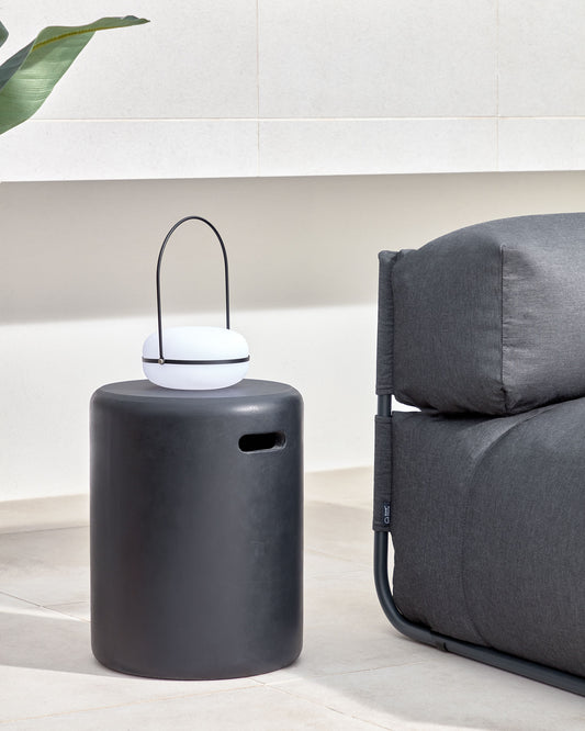 taymi outdoor footrest made of concrete with black finish Ø 35 cm