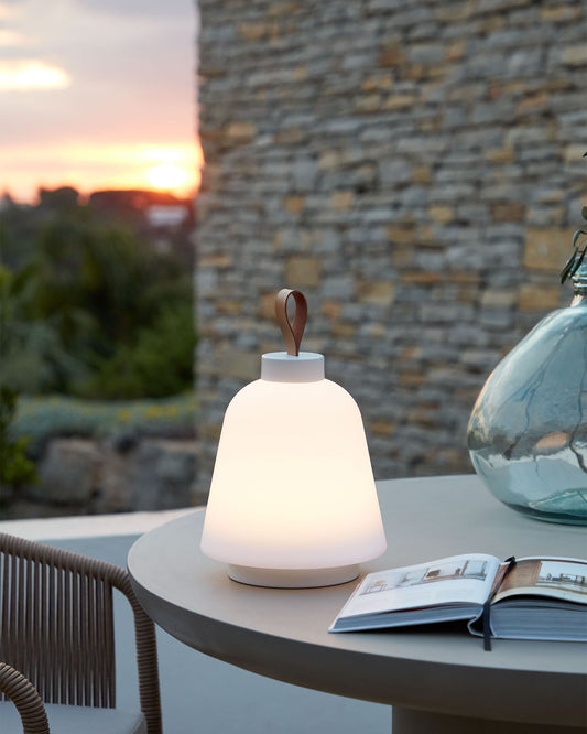 Udiya table lamp made of polyethylene and metallic white with a white finish