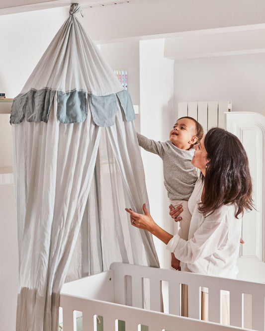 Carelene canopy made of 100% cotton for children in blue