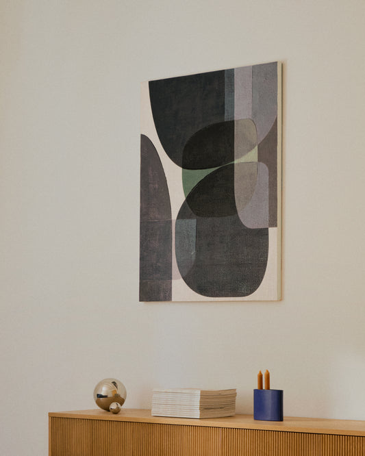 Nemsa plavo-zeleno apstraktno platno, 100 x 80 cm