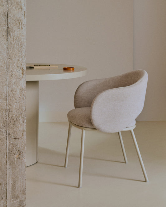 Mai chair in beige and steel legs in beige color, FSC Mix Credit