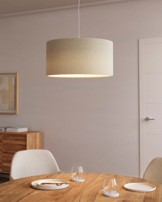 Nazli large canvas ceiling light shade with beige finish Ø 50 cm