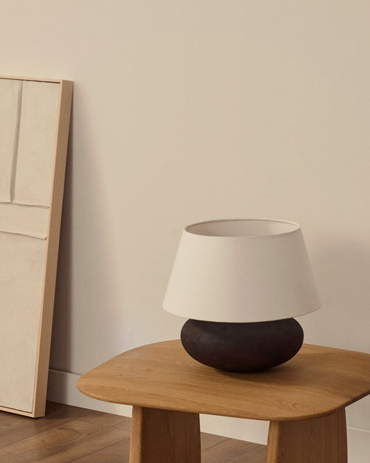 Nessi metal table lamp with black terracotta effect