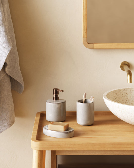 Chavela gray ceramic soap dish