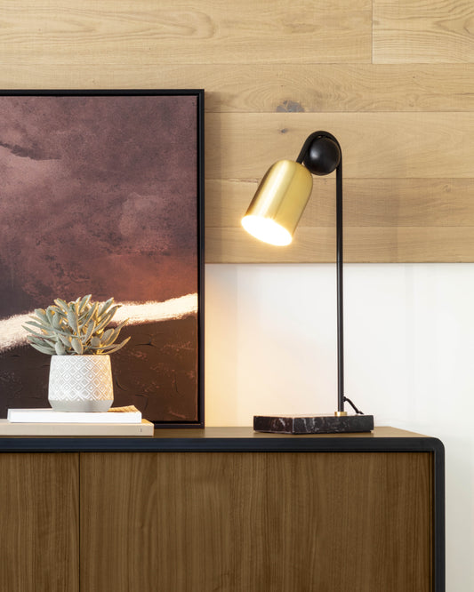 Natsumi table lamp made of metal, wood and marble