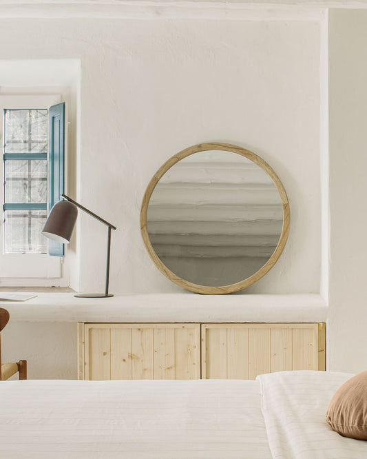 Alum mirror made of solid mindi wood 80 cm