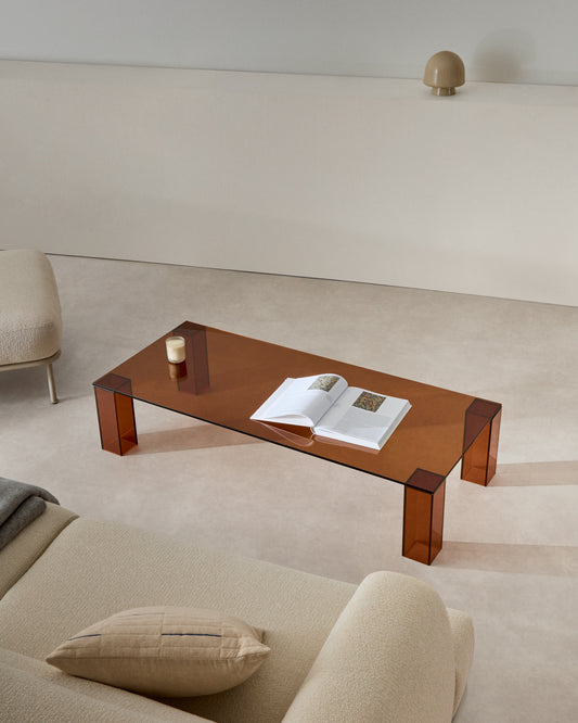 Adularia brown tempered glass coffee table, 140 x 60 cm