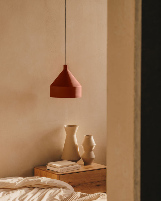 Ceiling lamp Peralta made of metal with terracotta finish, Ø 30 cm