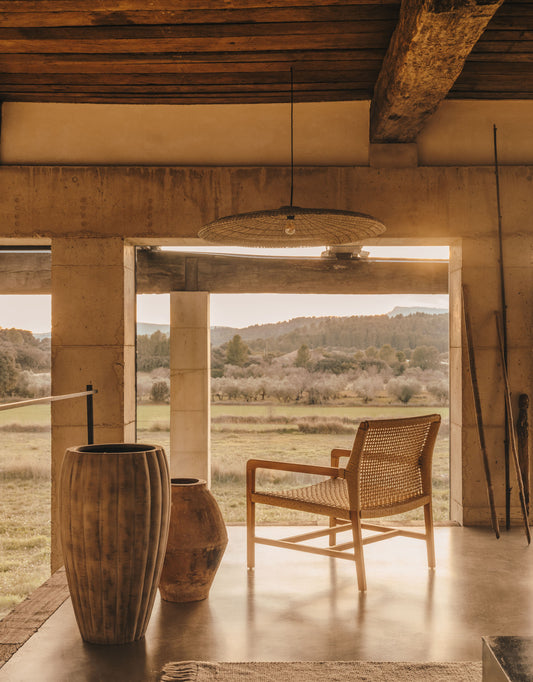 Cruilles ceiling lamp shade made of natural fibers in a natural finish, Ø 100 cm