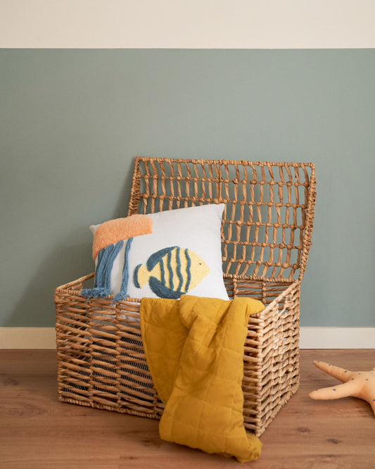 Xuliana set of 2 natural fiber suitcases, with a natural finish