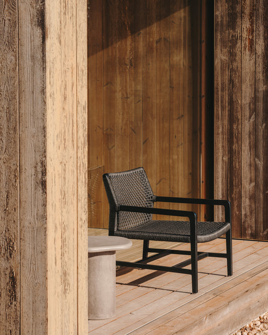Sabolla armchair made of solid teak wood in black color