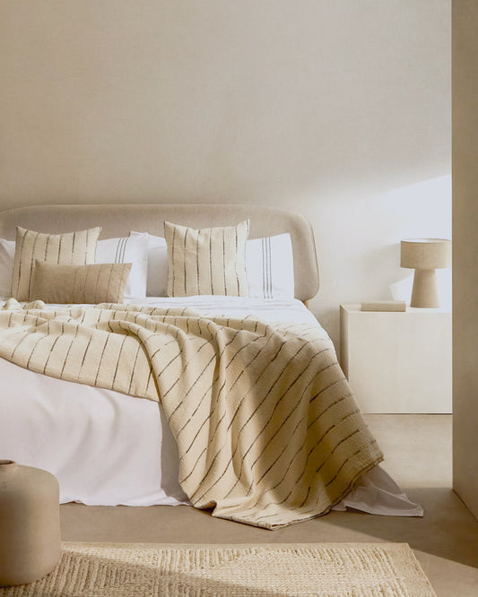 Octavia bed made of ash plywood and white upholstered headboard FSC Mix Credit 160 x 200 cm