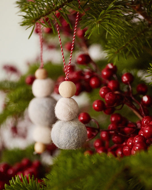 Dempsey set of 2 rows of hanging gray felt balls