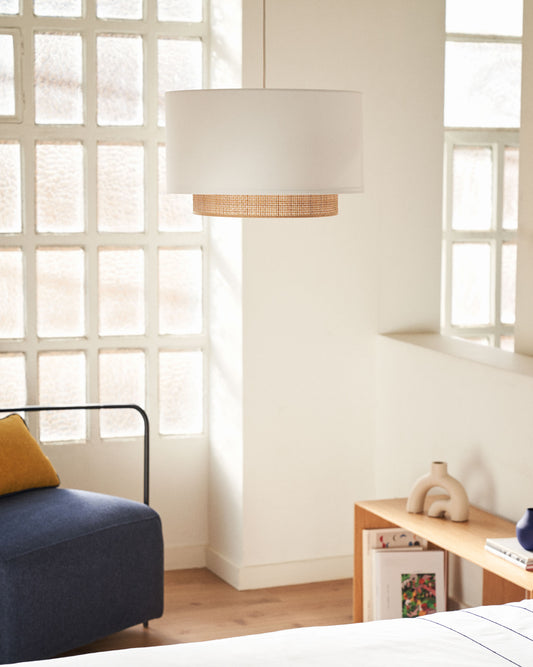 Erna bamboo ceiling lamp with natural white finish Ø 40 cm