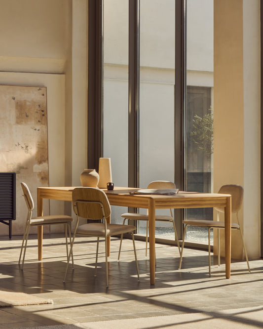 Lennon extendable table made of natural FSC Mix Credit solid oak wood and veneer 200(280)x90