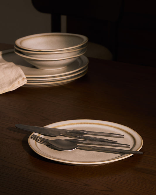 White ceramic dessert plate Coval