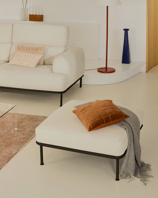 Aurum, ecru footrest and matt gray metal base 85 x 85 cm FSC Mix Credit