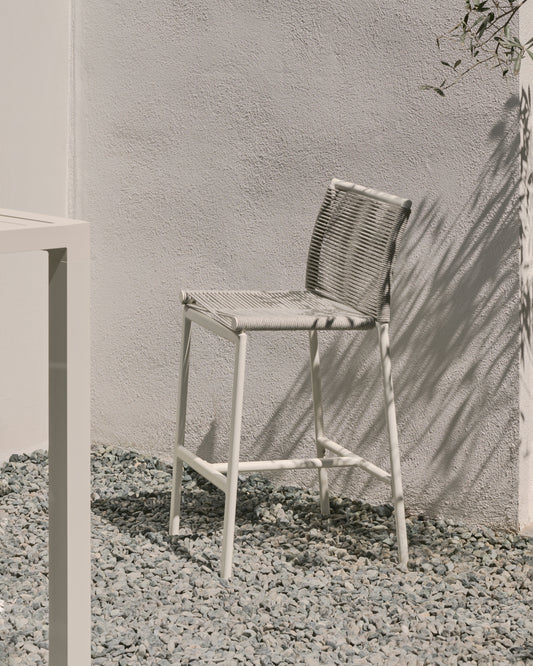 Culip outdoor chair made of rope and white aluminum, 65 cm