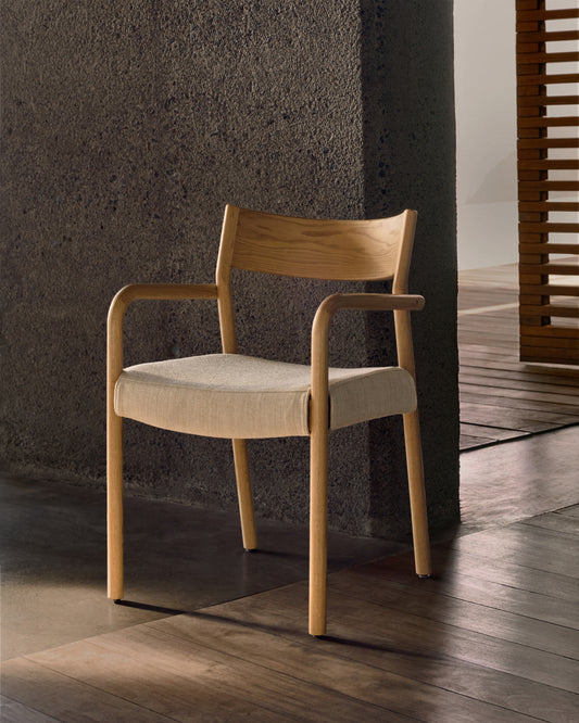 Falconera chair with removable cover made of solid oak with a natural finish FSC Mix Credit