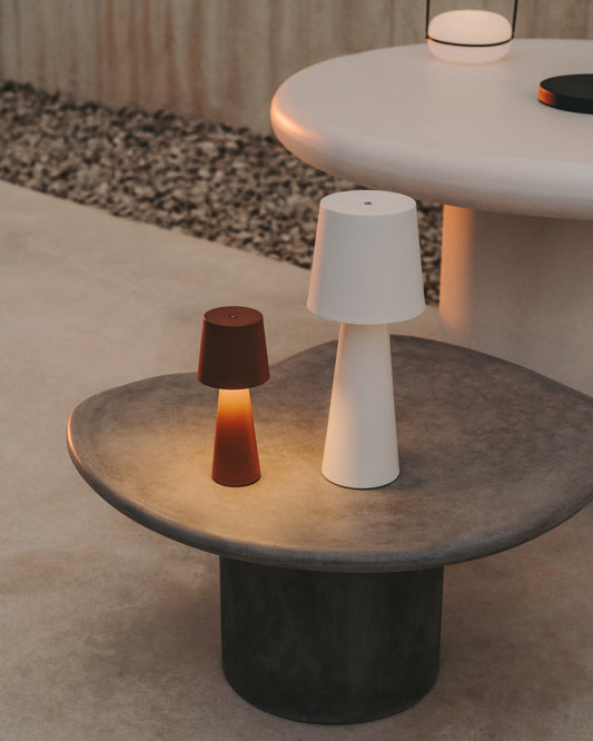 Arenys large outdoor metal table lamp in white painted finish