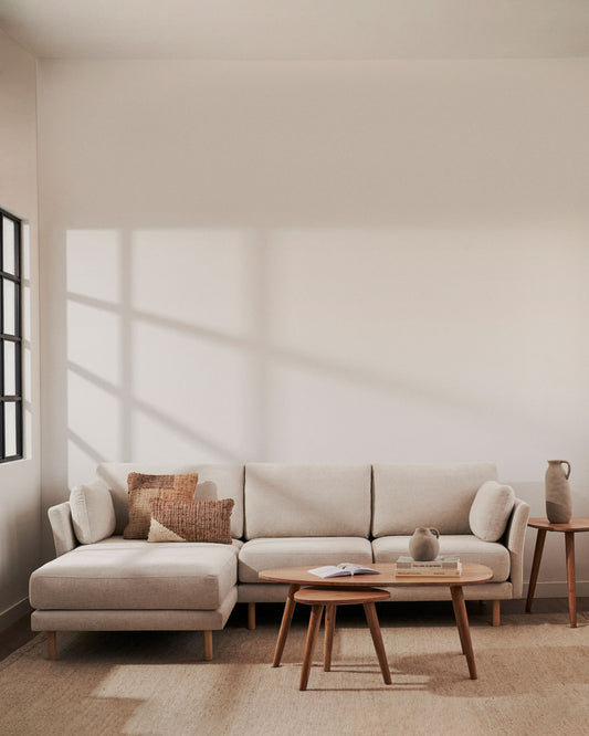 Gilma trosed sa ležaljkom za desnu/levu ruku od ženil bisera, prirodne noge, 260 cm