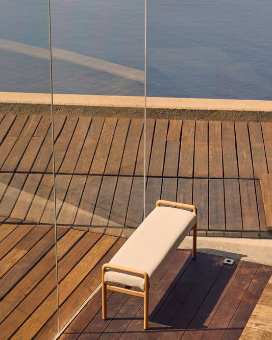 Macaret bench with removable cover in solid oak with natural finish 120 cm FSC Mix Credit