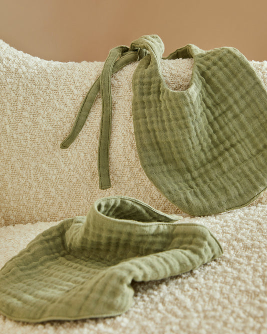 Prune set: 100% green cotton scarf and scarf