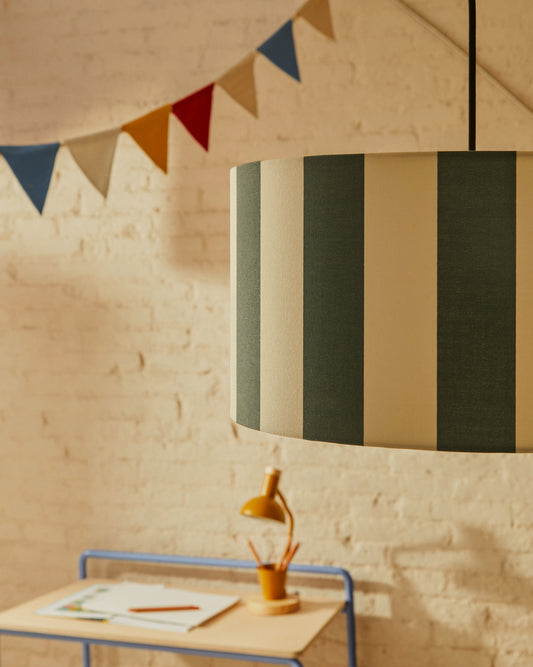 Ciral lampshade for ceiling lamp with blue and white stripes, Ø 40 cm