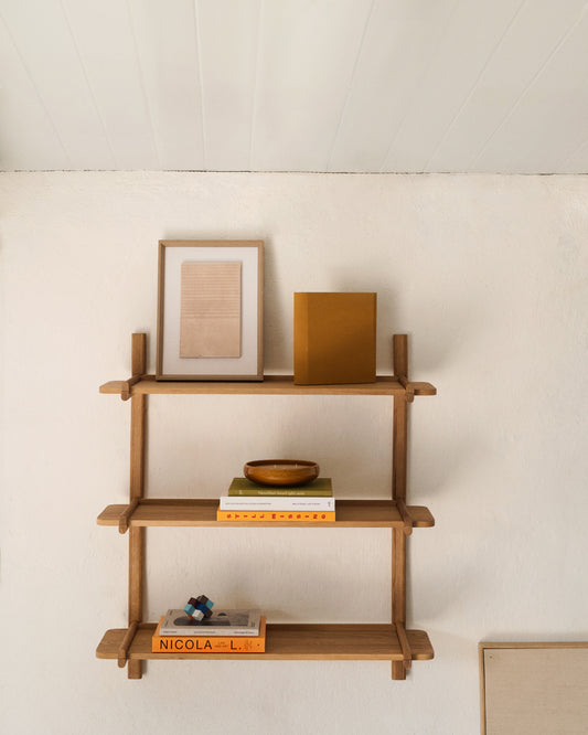 Sitra modular shelf, 3 shelves in solid oak in natural finish, 90 cm, FSC Mix Credit
