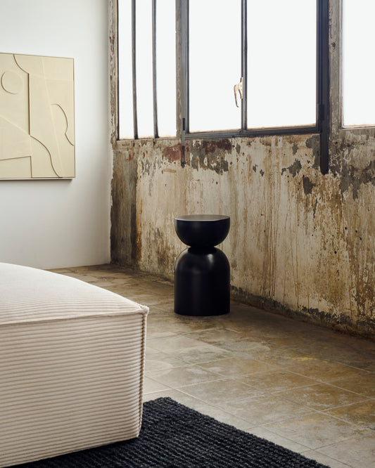 Rachell metal side table with glossy black color Ø 30 cm