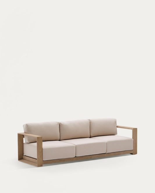 Ambra 3-seat sofa in solid acacia wood with light finish 249cm FSC 100%