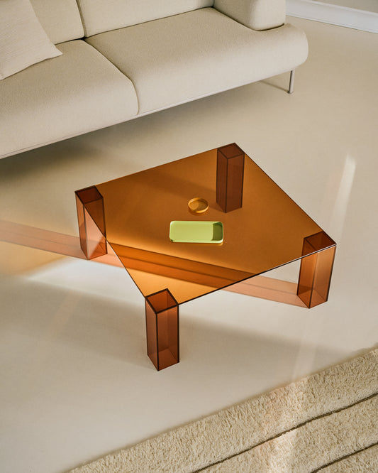 Adularia brown, tempered glass side table, 85 x 85 cm