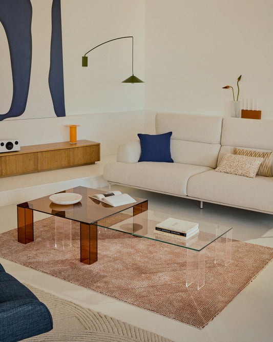 Adularia transparent tempered glass coffee table, 140 x 60 cm