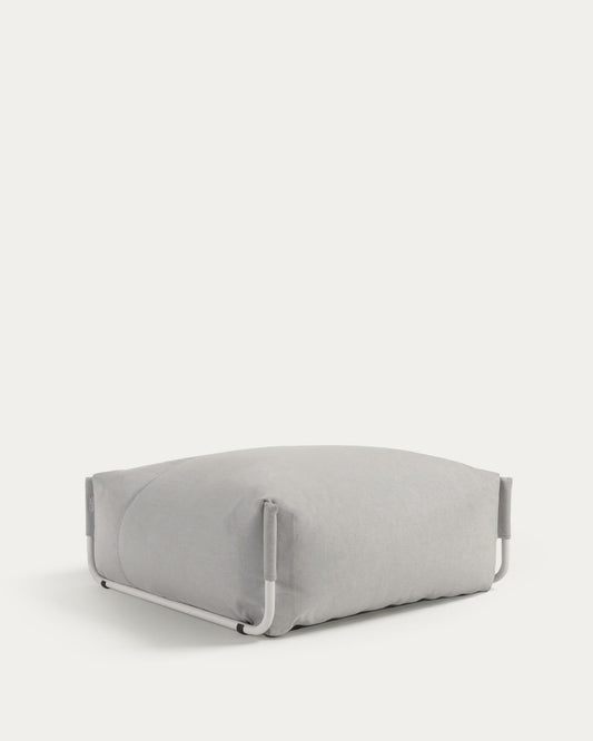 Square modular 100% outdoor sofa in light gray with white aluminum, 101 x 101 cm