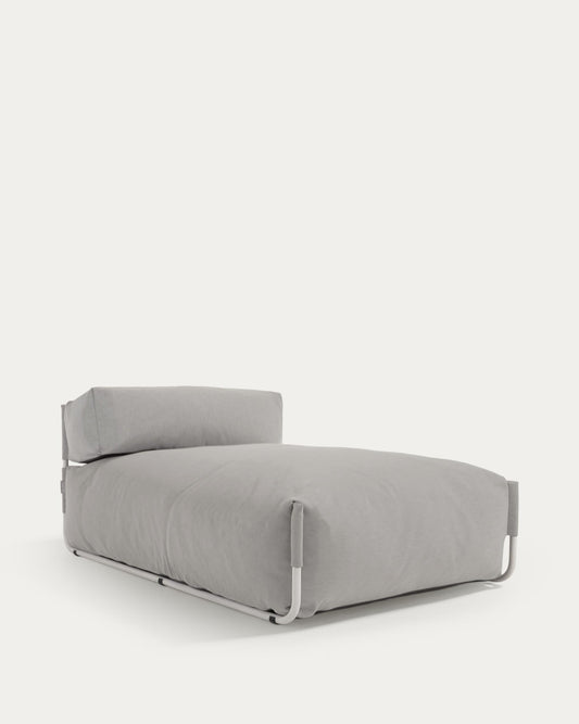 Square lounge chair with backrest in light gray with white aluminum, 165 x 101 cm