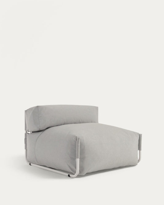 Square modular 100% outdoor sofa with backrest, light gray, white aluminum 101x101cm