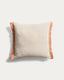 Disea linen cushion cover, beige with orange detail, 45 x 45 cm