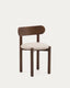 Nebai chair in brown chenille with solid oak structure and walnut finish FSC MIX Credit