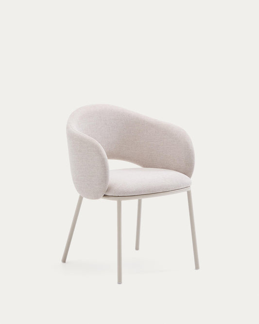 Mai chair in beige and steel legs in beige color, FSC Mix Credit