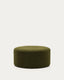 Kaeli footrest with removable cover in green boucle Ø 90 cm
