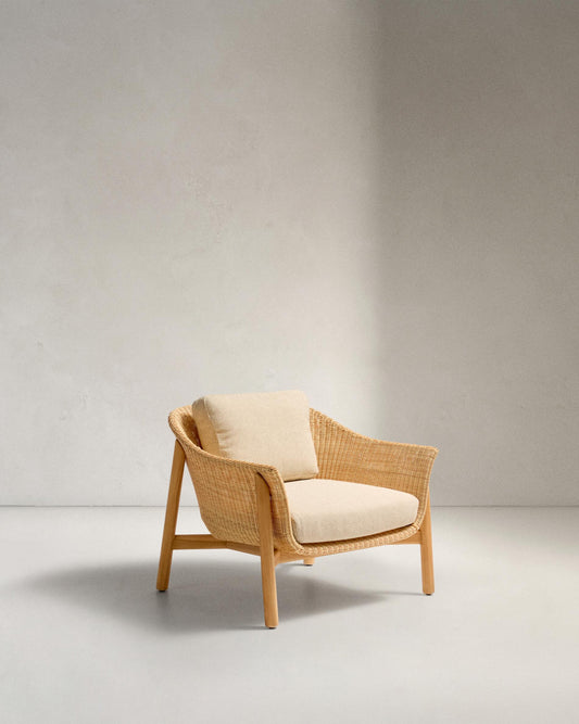 Galea armchair made of FSC 100% solid teak wood and synthetic rattan