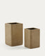 Set of 2 Minoa tall planters with mustard effect 44 x 44 cm