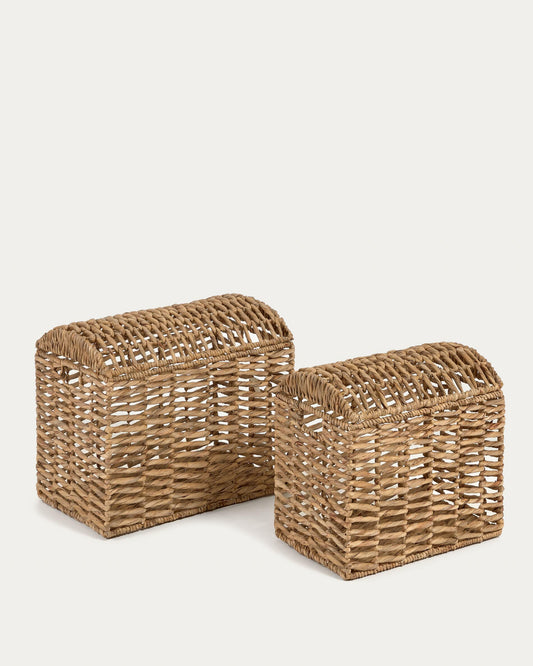 Xuliana set of 2 natural fiber suitcases, with a natural finish