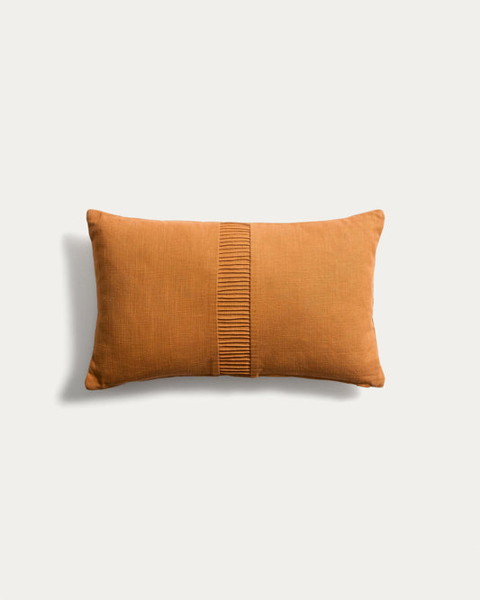 Cushion cover Luadia made of cotton with a pleated detail in orange color 30 x 50 cm