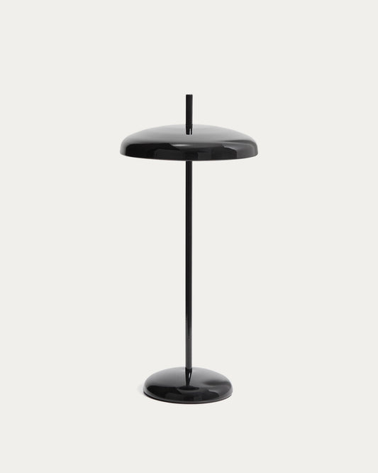 Porte black aluminum portable table lamp