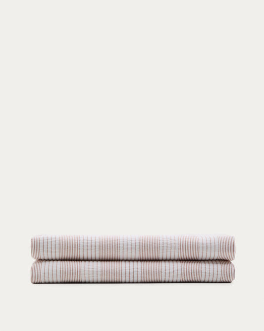 Macie red-beige striped 100% cotton bedspread 150/160 cm