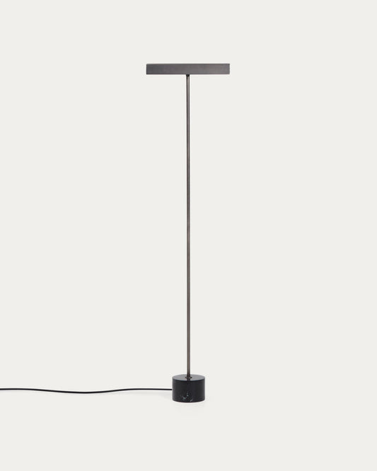 Lynor floor lamp in brushed steel with black marble base