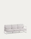Comova 100% spoljašnja trosedna sofa u beloj boji sa strukturom od belog aluminijuma, 222 cm