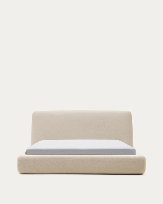 Martina bed with ecru bouclé removable cover for 180 x 200 cm mattress FSC Mix Credit