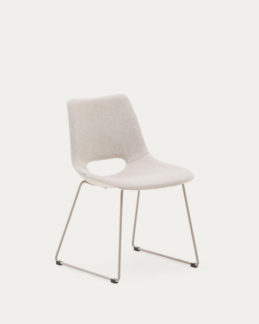 Zahara chair in beige color with steel legs in beige color